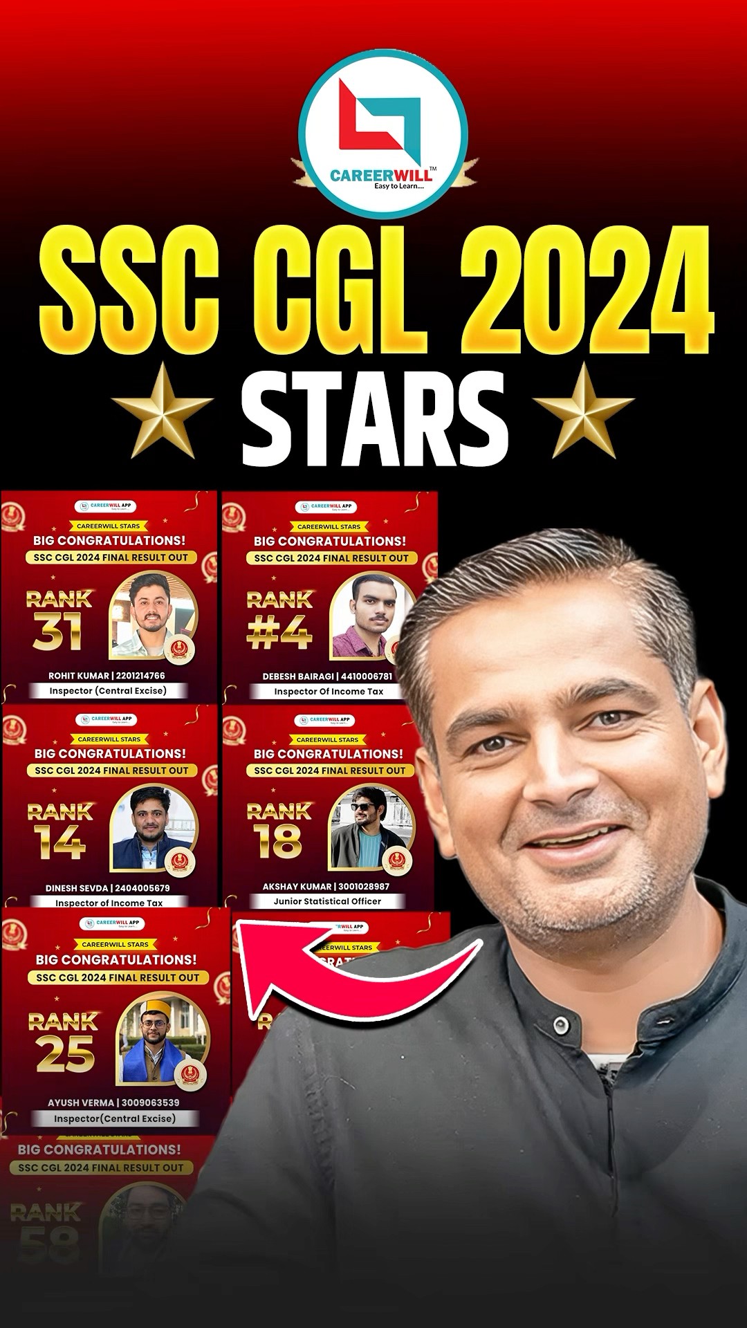 SSC CGL 2024 Careerwill Stars ? Congratulations #ssccgl #ssccgl2024 #cgl #careerwill
